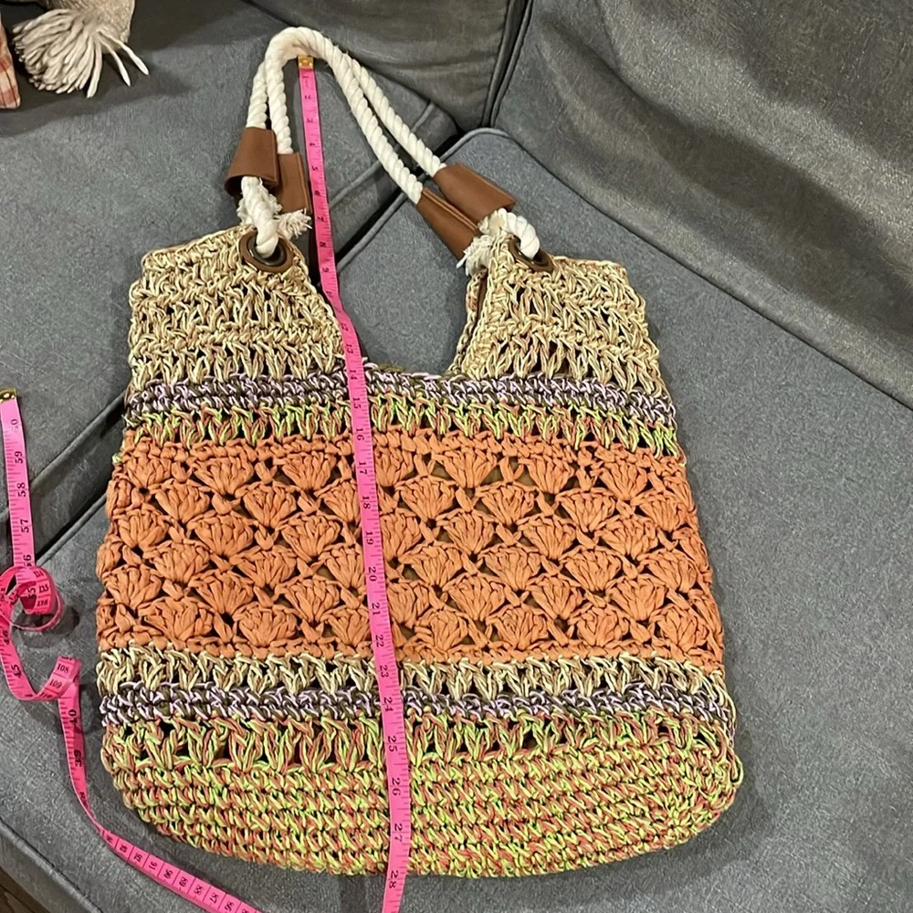 Sun ‘N’ Sand Raffia Rope Handle Straw like Hobo Bag